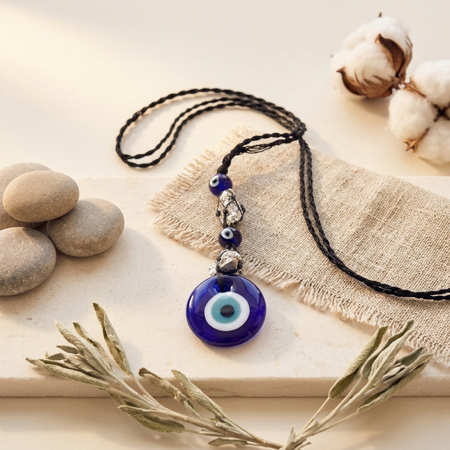 Natural Raw Pyrite Evil Eye Keychain for Wealth Attraction & Spiritual Protection