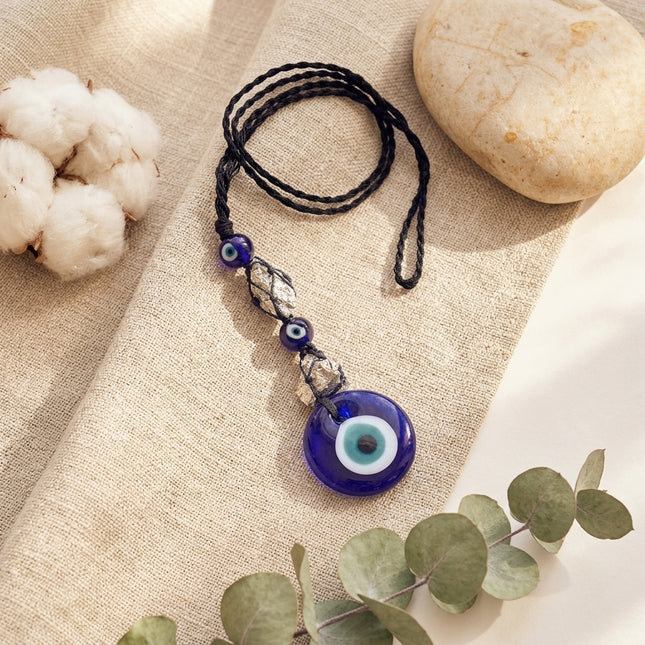 Natural Raw Pyrite Evil Eye Keychain for Wealth Attraction & Spiritual Protection