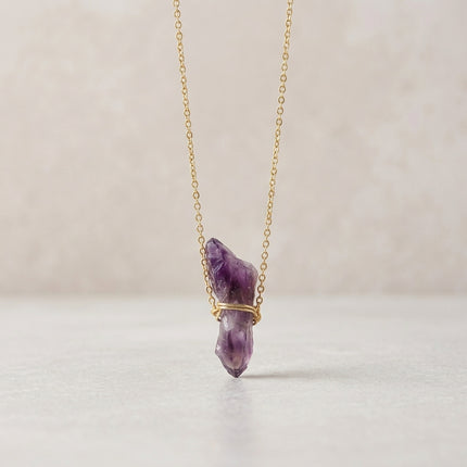 Natural Raw Amethyst Necklace for Inner Peace, Intuition & Stress Relief