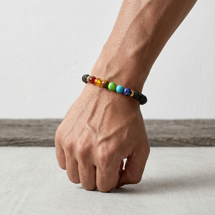7 chakra lava stone bracelet used for emotional harmony, spiritual alignment, and daily positive energy