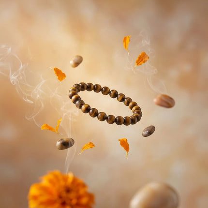 The natural tiger eye bracelet displayed in its presentation packaging for a premium unboxing experience.