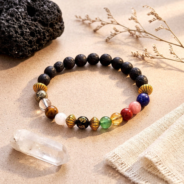 Natural Navgrah lava stone bracelet designed for planetary balance, universal protection, and positive energy flow