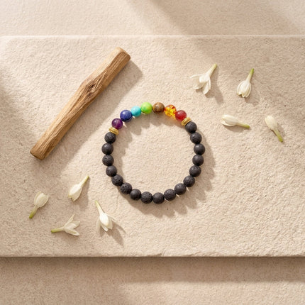 7 chakra lava stone bracelet perfect as a gift for balance, healing energy, and spiritual growth