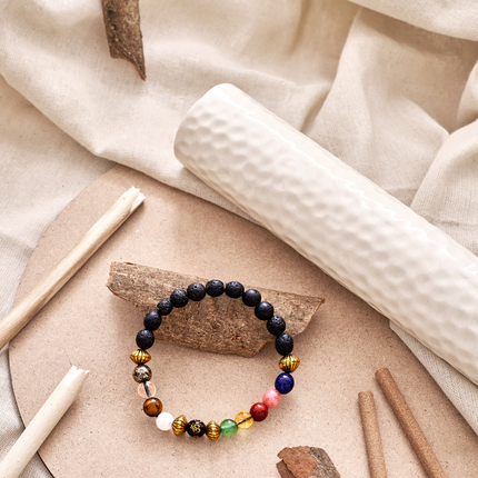 Navgrah lava stone bracelet ideal as a gift for planetary alignment, protection, and spiritual growth