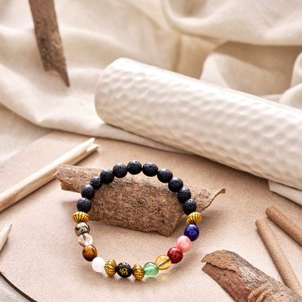 Natural Navgrah lava stone bracelet for daily wear offering protection, grounding energy, and cosmic balance