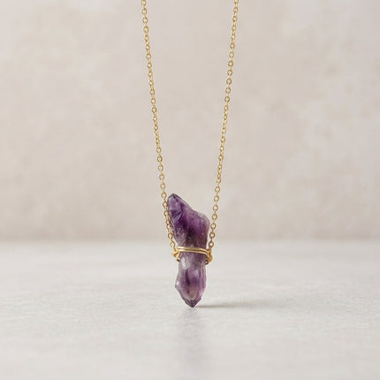 Raw amethyst necklace perfect as a gift for healing, intuition, and spiritual growth