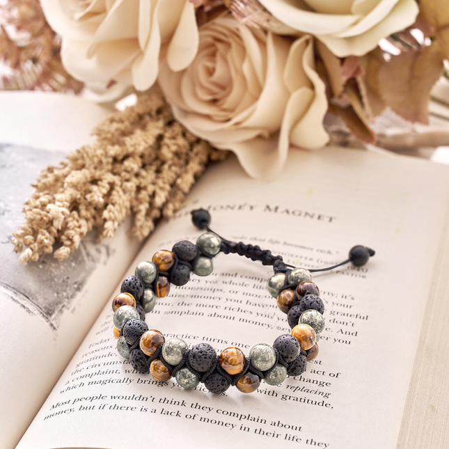 A triple protection bracelet combining three powerful stones for grounding, strength, and shielding energy.